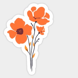 Orange Poppies || Minimal Flowers Sticker